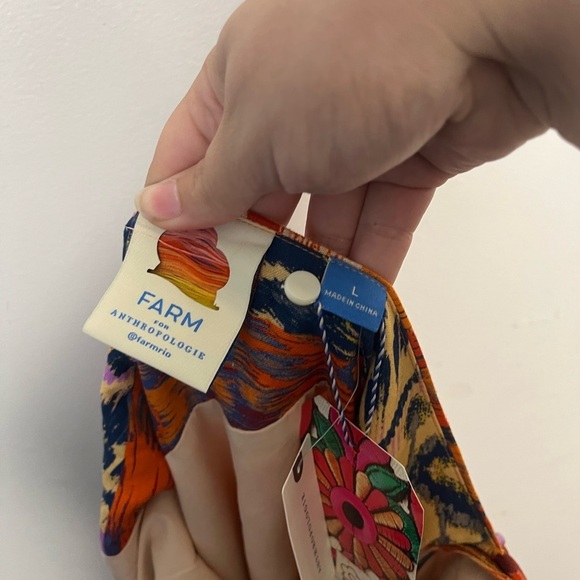 Farm Rio x Anthropologie Sleeveless Midi Dress new size large orange drop waist - Picture 9 of 12